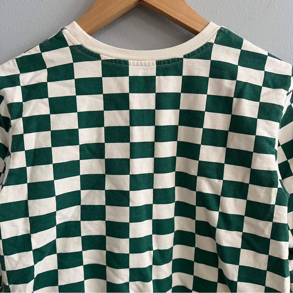 Pink Chicken Girls Checked Crewneck Sweatshirt Size 10 Organic Layering Playful - Picture 6 of 6